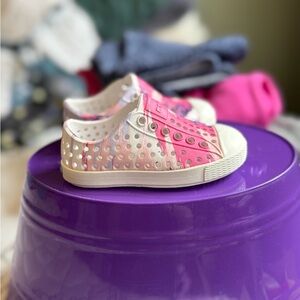 Native Pink and White Kids Sneakers